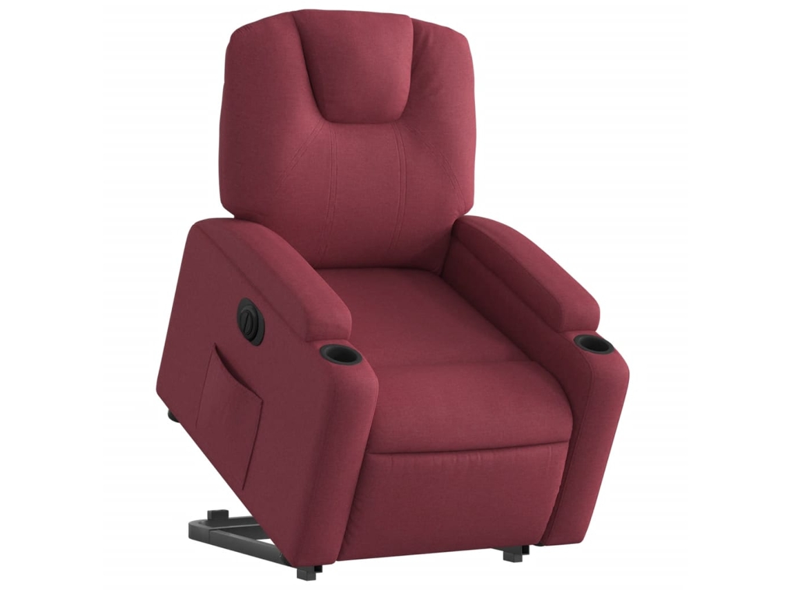 Poltrona reclinável elevatória elétrica tecido vermelho-tinto