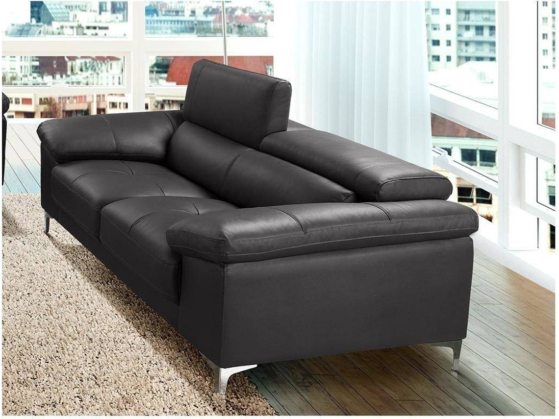 Sofá Fixo Solange VENTE-UNIQUE (Cinza Antracite - Pele - 176x103x90 cm)