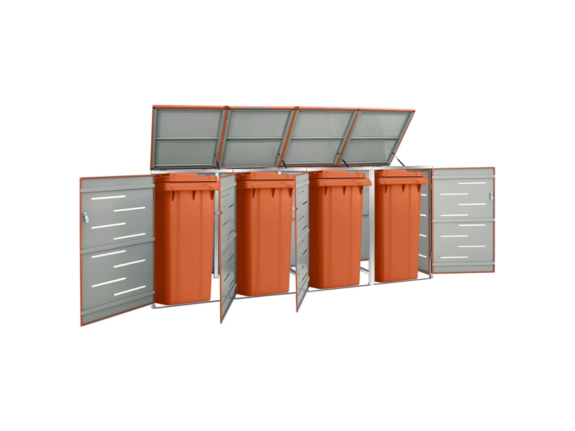 Abrigo para Caixotes do Lixo VIDAXL Para Laranja Aço Inoxidável (276,5x77,5x112,5 cm)