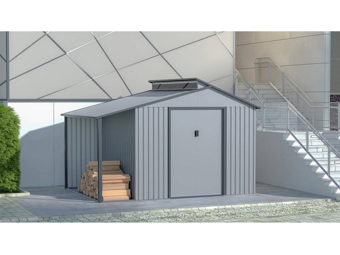 Galpão de metal com pérgola Madras 9,12 m² cinza Habitat Et Jardin