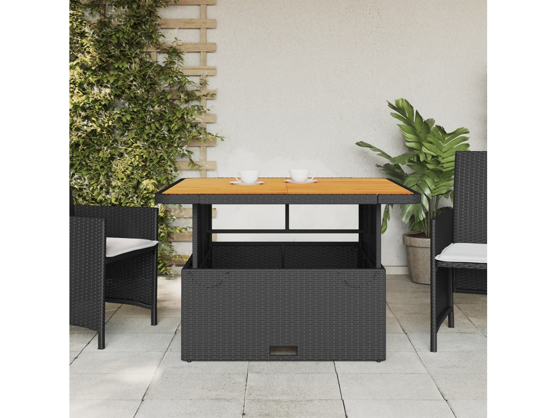 Mesa De Jardim 110x110x71 Cm Vime Pe E Acácia Preto Vidaxl