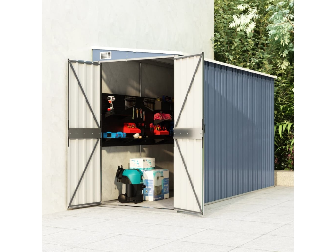 Abrigo VIDAXL Cinzento Aço (118x288x178 cm)