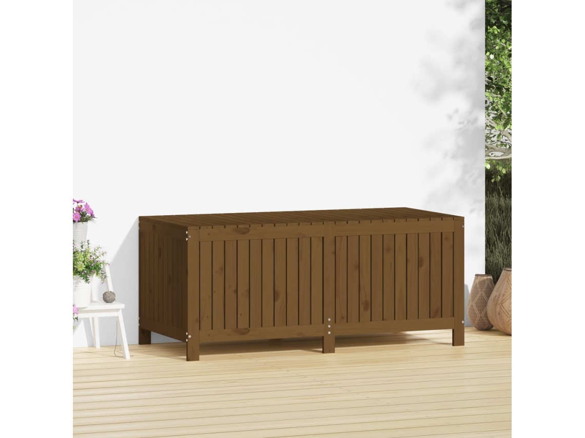 Caixa de Arrumação Jardim 147X68X64Cm Pinho Maciço Castanho-Mel PANGSHIYUAN
