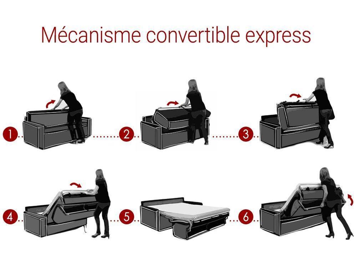 Sofá Cama Calife VENTE-UNIQUE (Azul Turquesa - Tecido e Veludo - 170x94x85 cm/Dimensões da cama: 140-159 cm)