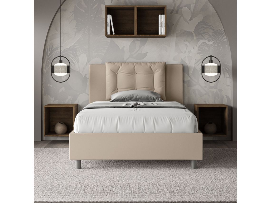 Cama de Corpo e Meio Sem Estrado Estofada AnnalisaITYHOME (120 x 200 cm - Painéis de Melamina e Couro Sintético)