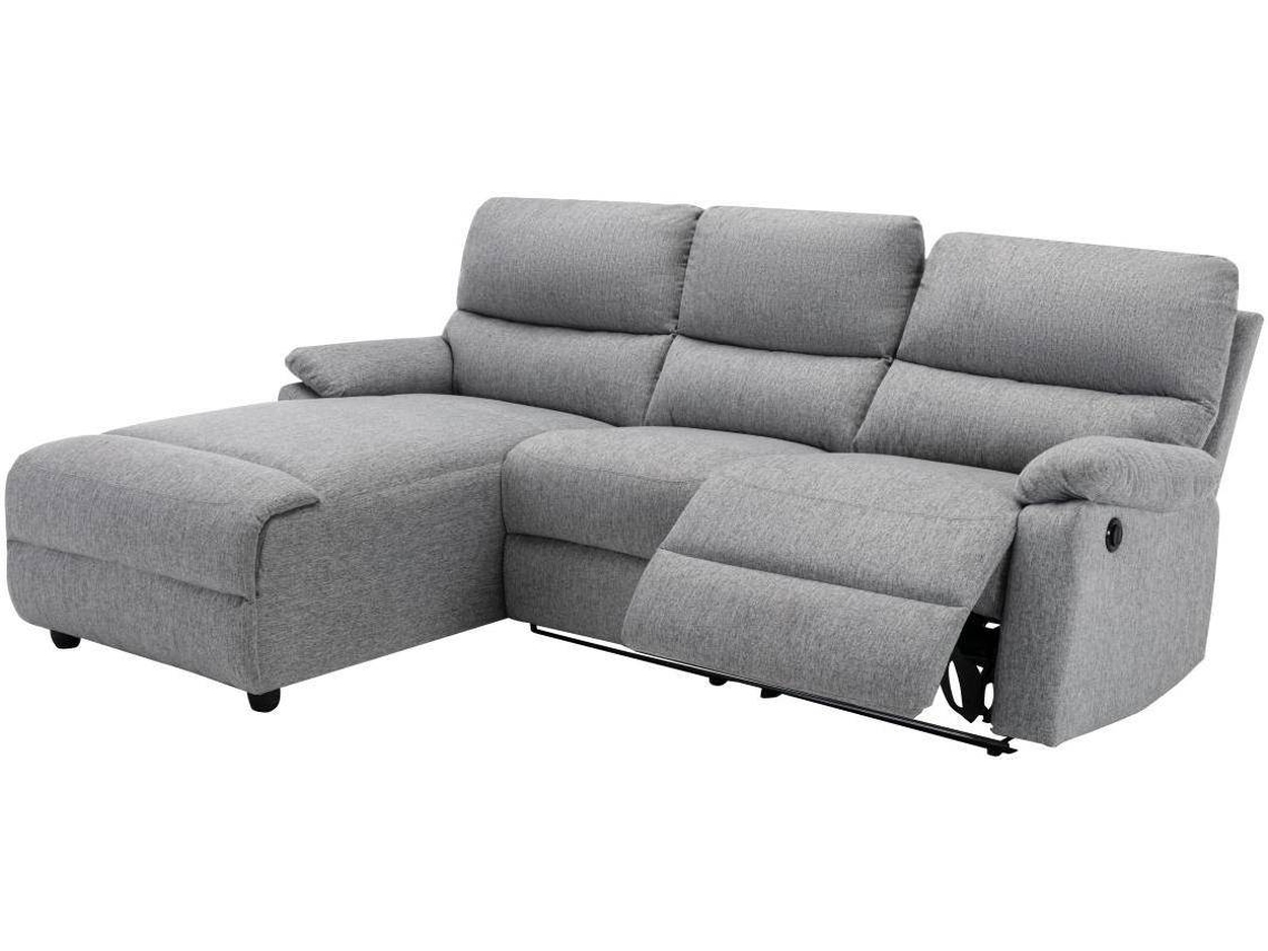 Sofá Relax Lunano VENTE-UNIQUE (Cinzento Claro - Tecido e Veludo - 234x170x98 cm)