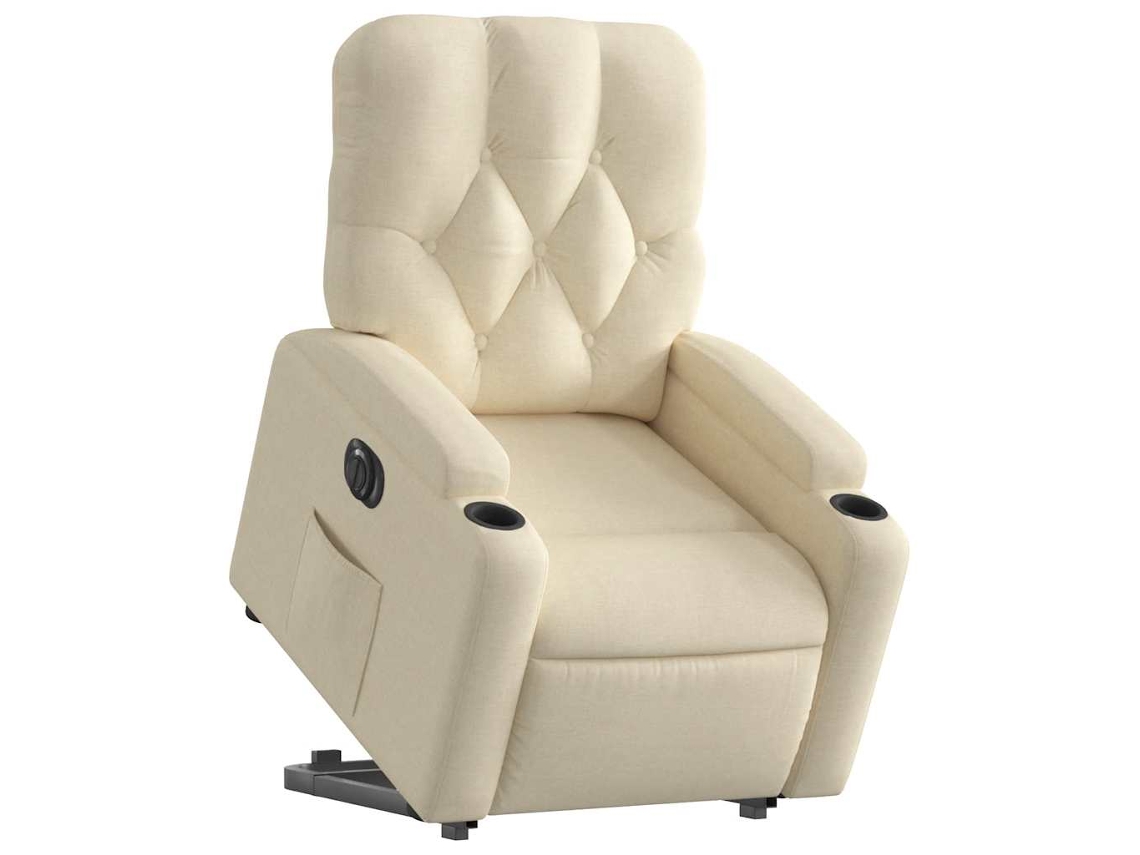 Poltrona reclinável elevatória elétrica tecido cor creme