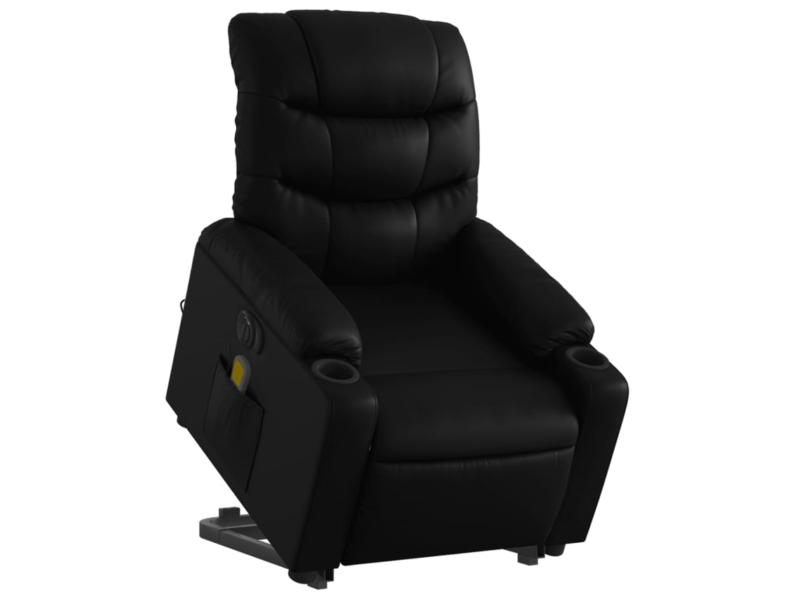 Poltrona reclinável elevatória elétrica couro artificial preto