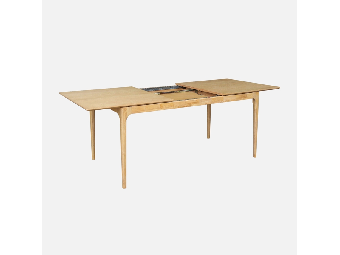Mesa De Jantar Retangular Extensível Em Madeira Para 6 8 Lugares, Natural Sweeek
