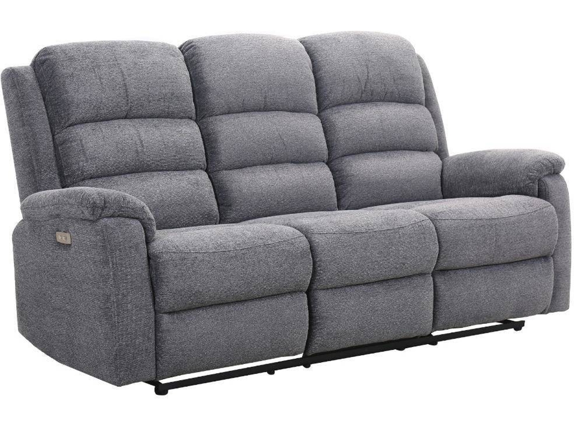 Sofá Relax Nevers VENTE-UNIQUE (Cinza Antracite - Tecido e Veludo - 187x95x103 cm)