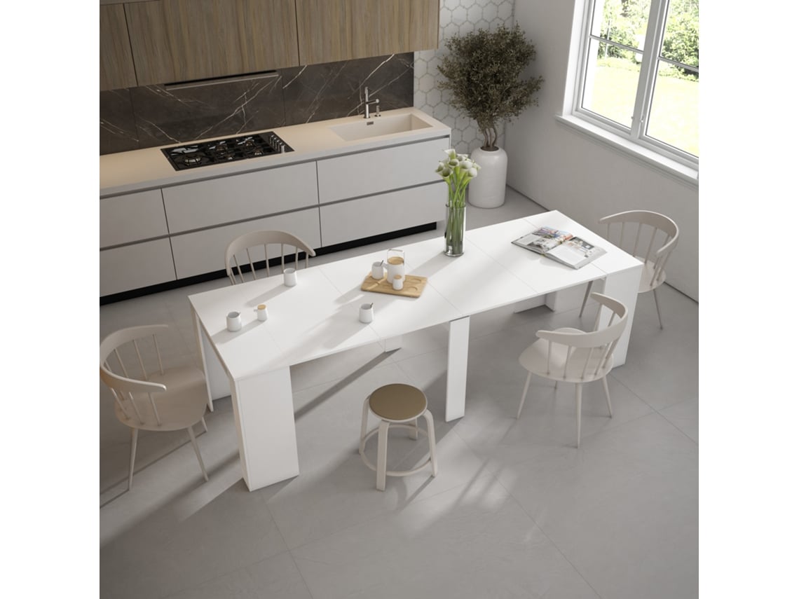 Mesa Consola Extensível | Cozinha, Sala De Jantar | 260 | Para 12 Pessoas | Mesa De Jantar | Branco Duérmete Online