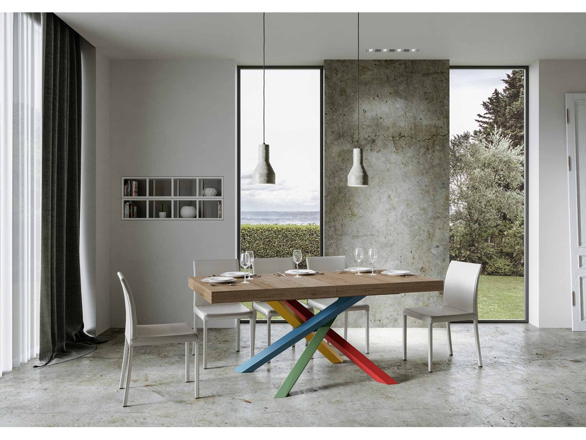 Mesa de Jantar Extensível 90X180/284 Cm Volantis Premium Carvalho Natural Quadro 4/B ITAMOBY