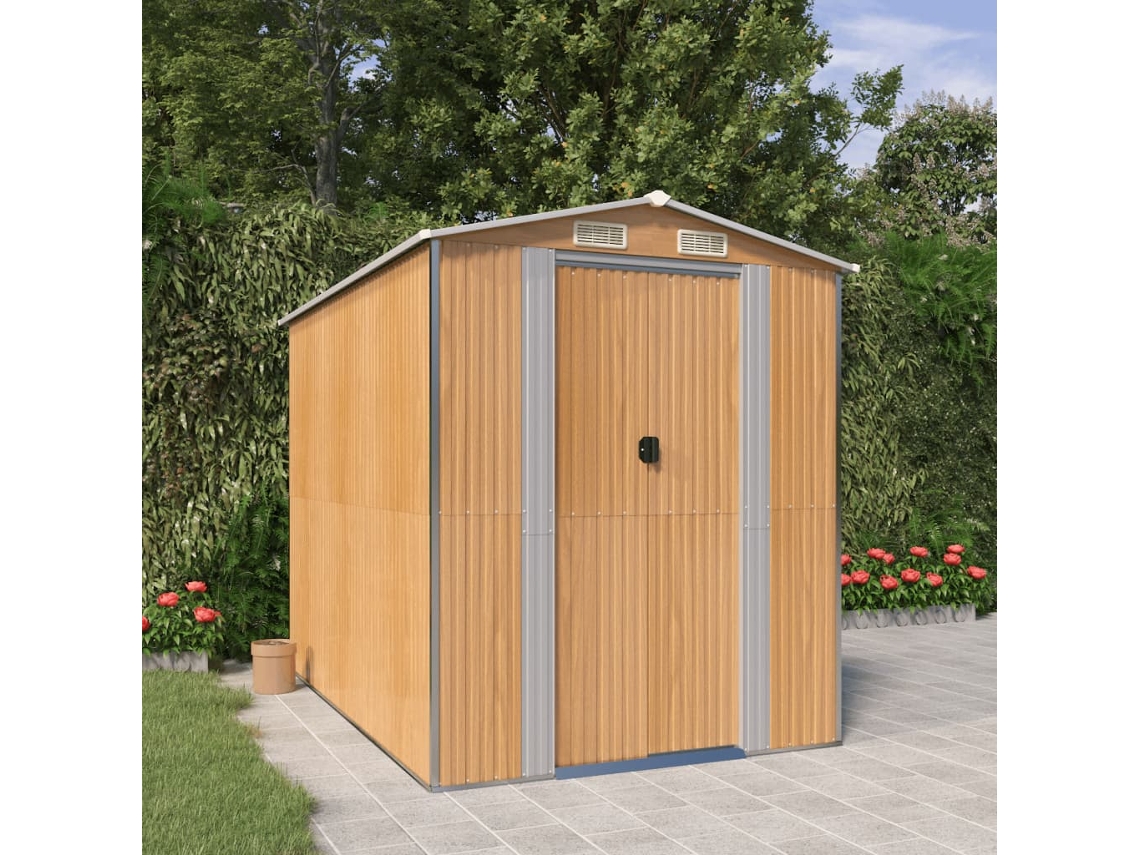 Abrigo de Metal VIDAXL Marrom Aço (192x274x223 cm)