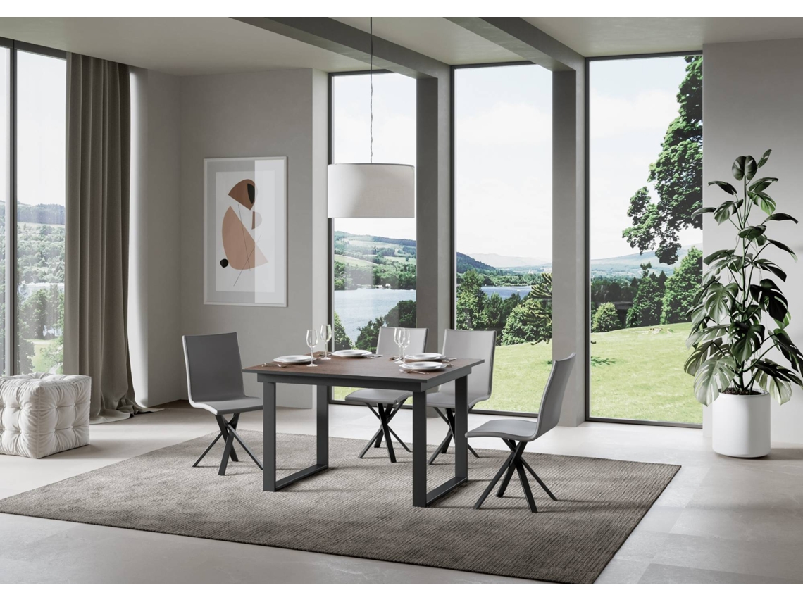 Mesa de Refeição ITAMOBY Bandos (90x120/180 - Painéis em Melamina - Nogueira)