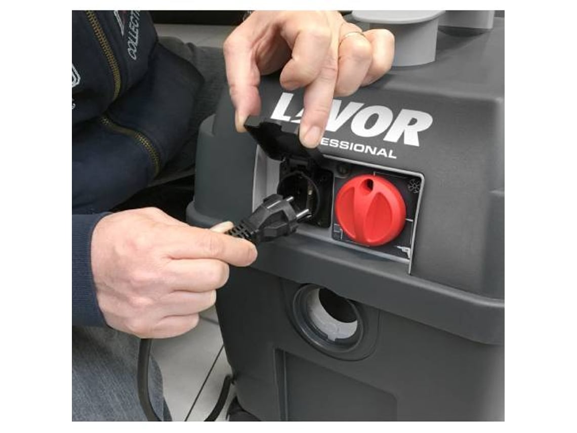 Aspirador Sólidos Líquidos LAVOR Worker Profissional 1400W de Potência com Limpeza Automática Do Filtro Tomada para Ferramenta e 30L de Capacidade