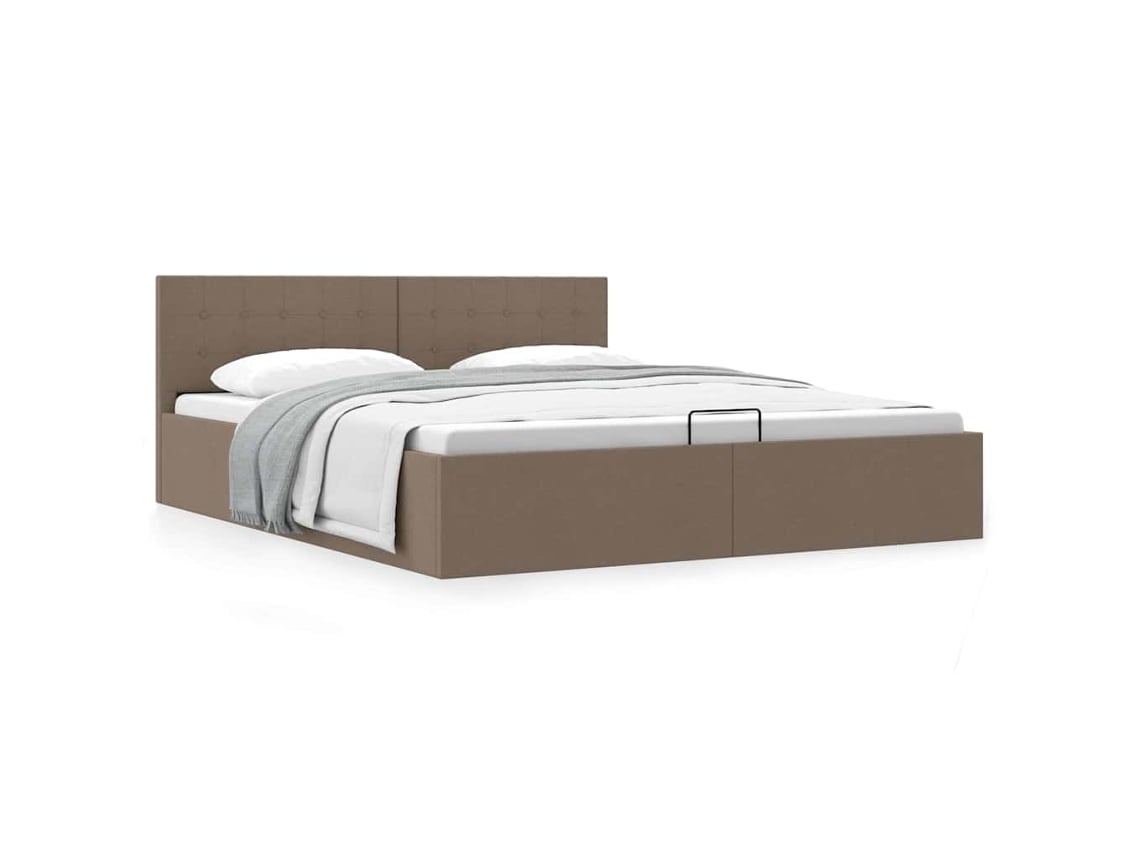 Cama VIDAXL Cinzento-acastanhado Tecido (160x200 cm)