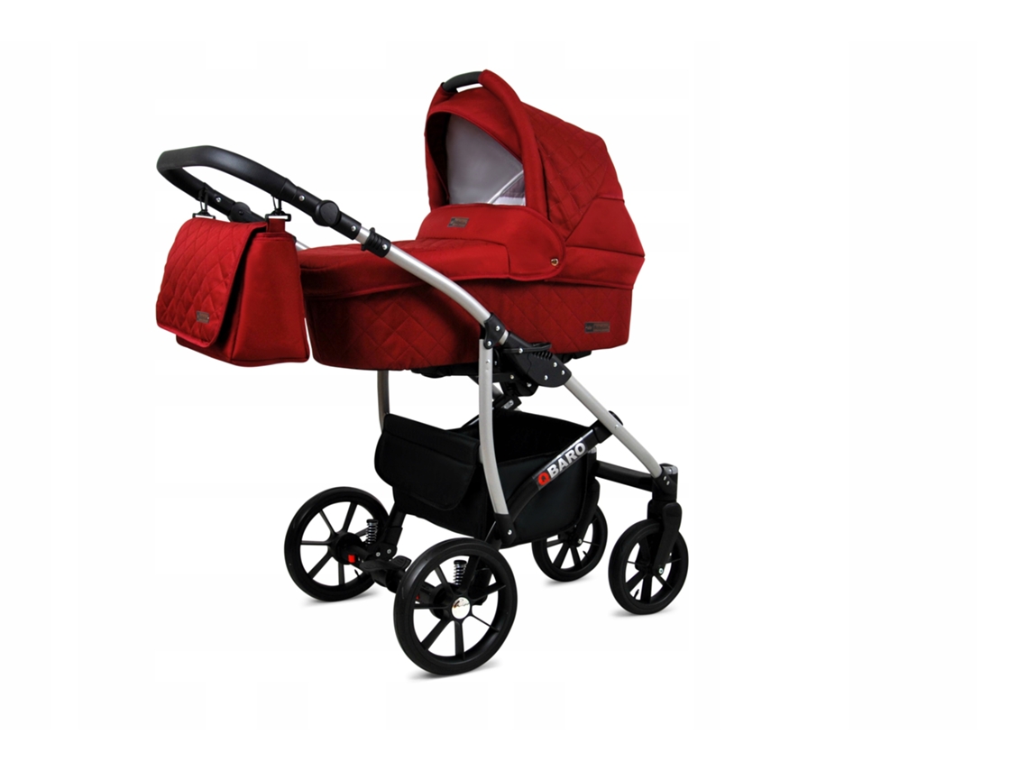 Carrinho de Bebé Multifuncional BABYLUX QBARO 4 Em 1 -Chili - Ajustável e dobrável Construção leve em alumínio - Acessórios