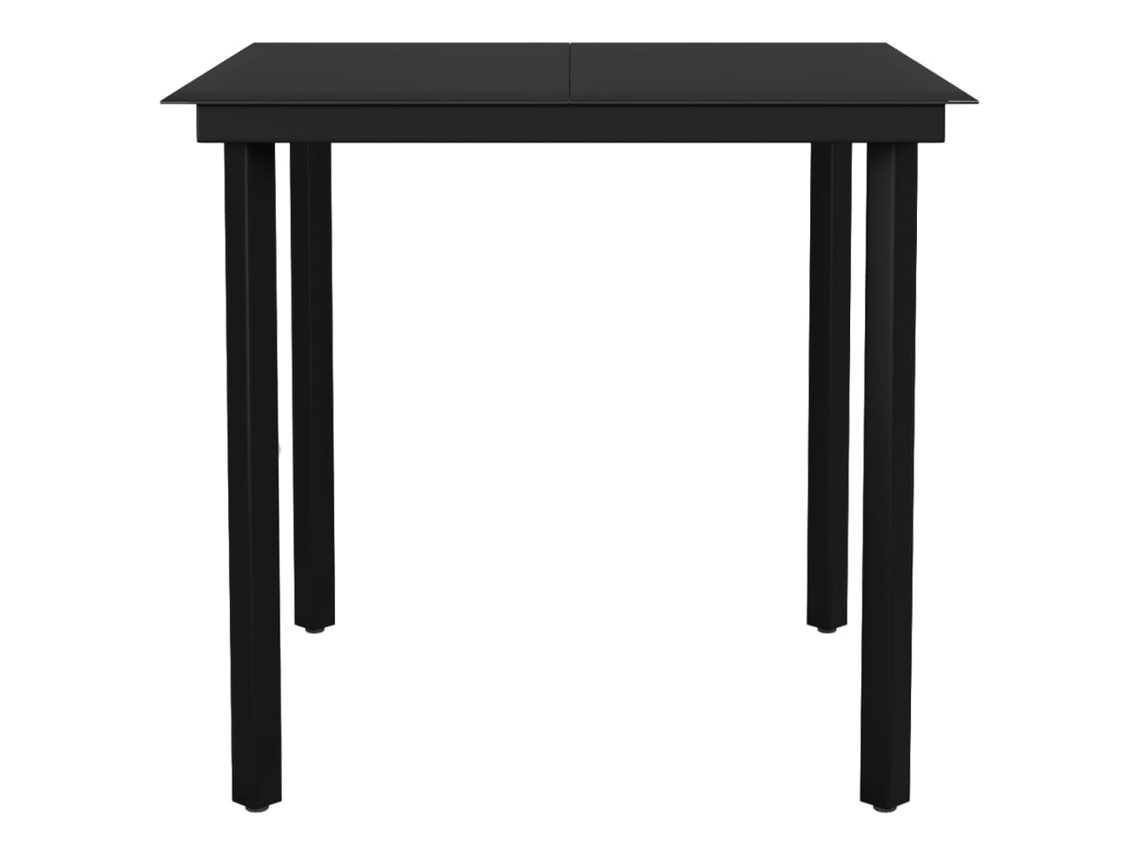 Mesa De Jantar Jardim 80x80x74cm Aço Revestido Pó Vidro Preto