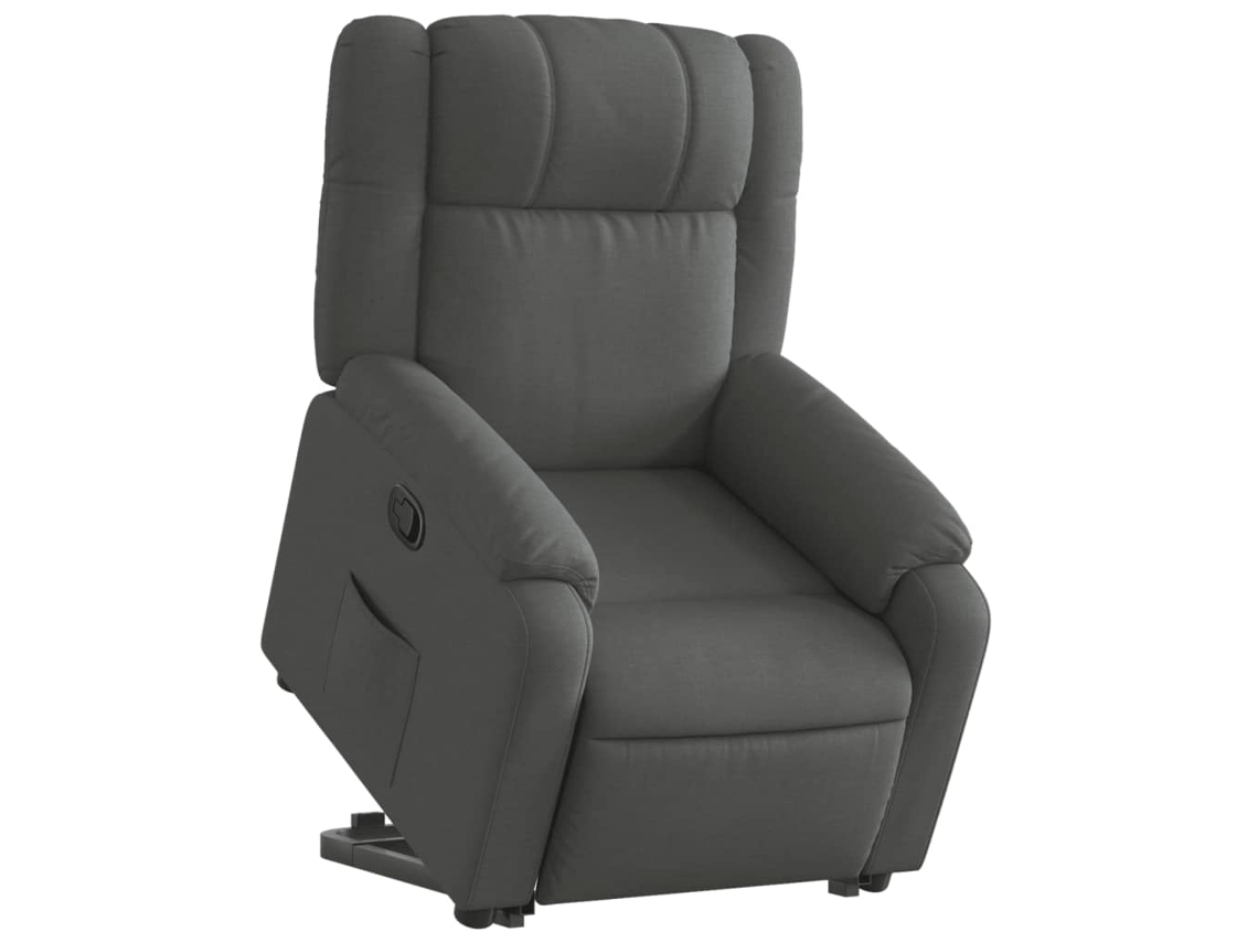 Poltrona reclinável elevatória tecido cinzento-escuro