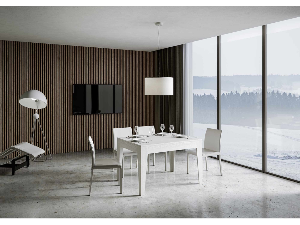 Mesa de Refeição ITAMOBY Cico (90x120/180 - Painéis em Melamina - Freixo Branco)