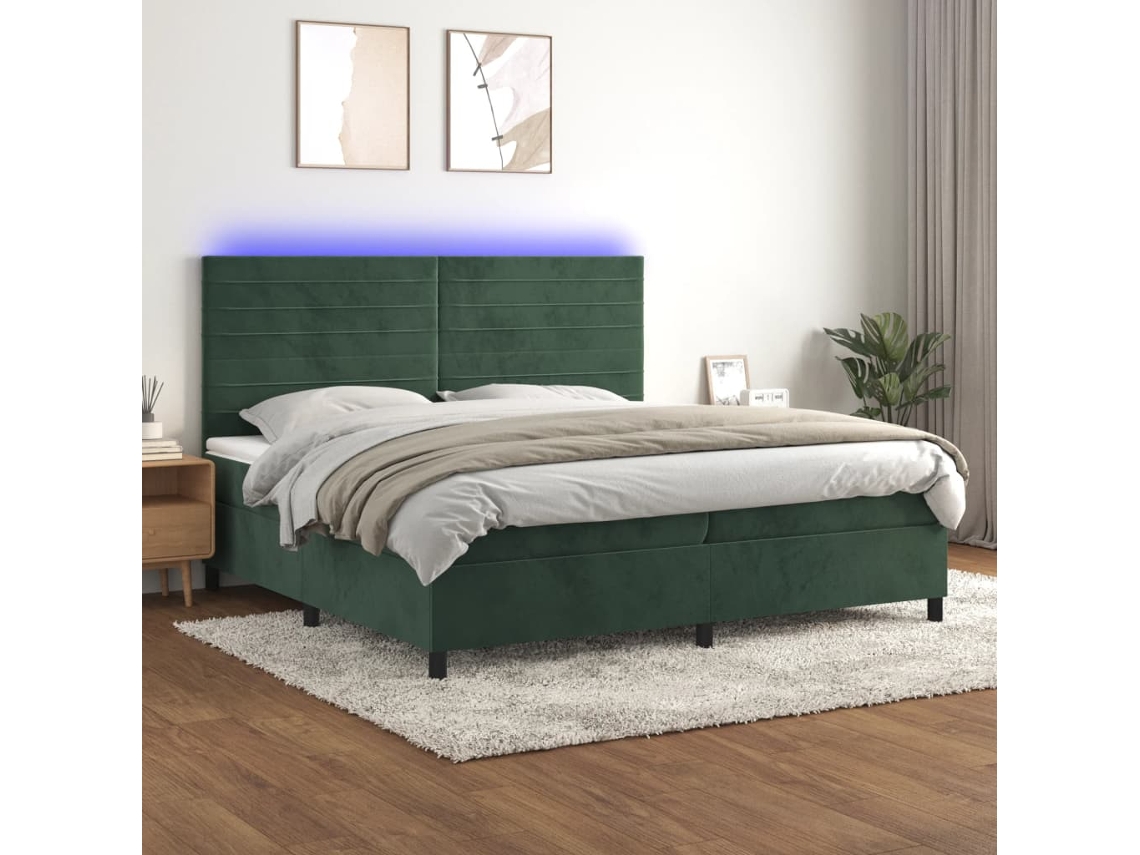 Cama box spring VIDAXL Verde Veludo (200x200 cm)