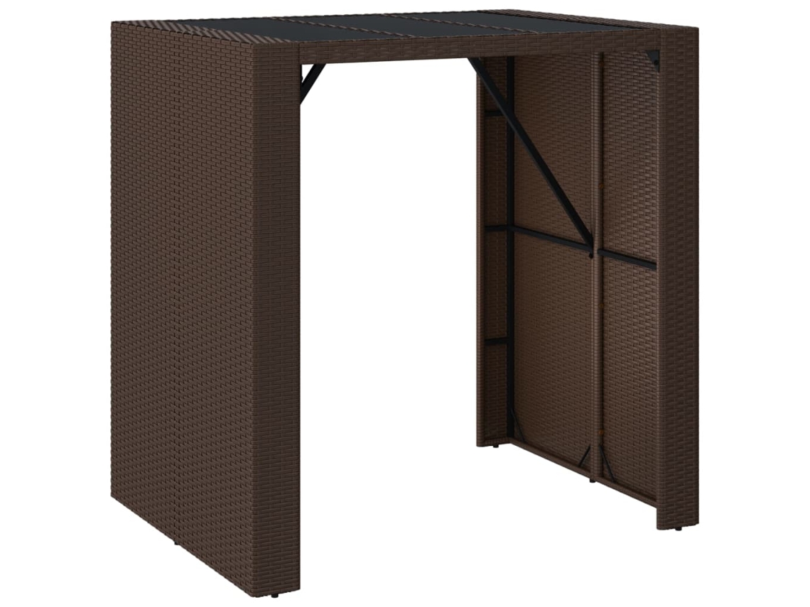 Mesa de Bar com Tampo de Vidro 105X80X110 Cm Vime Pe Castanho NONAME