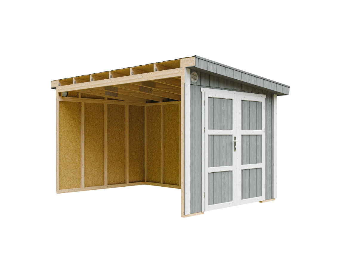 Casa De Jardim Qualidade Premium 8,68 M² A231x248x412 Cm Sem Piso E Parede Lateral Timbela M939b Cavern Steel