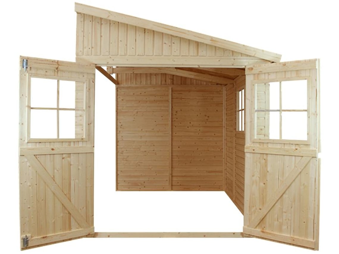 Abrigo de Madeira TIMBELA M341 com Janelas e Sem Parede Lateral (10 m² - 243x513x216 cm)