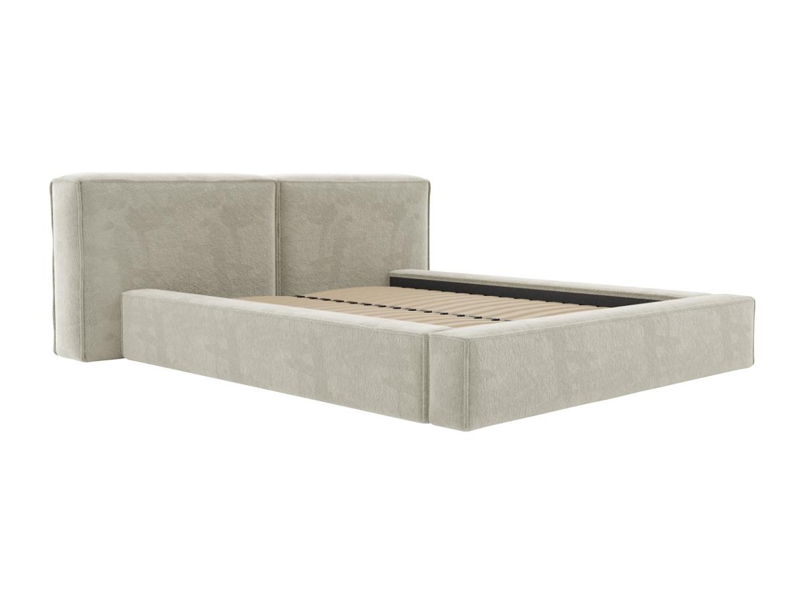 Cama Com Cofre Timano Pascal Morabito Bege 160 X 200 Cm - Sem Colchão - Com Estrado