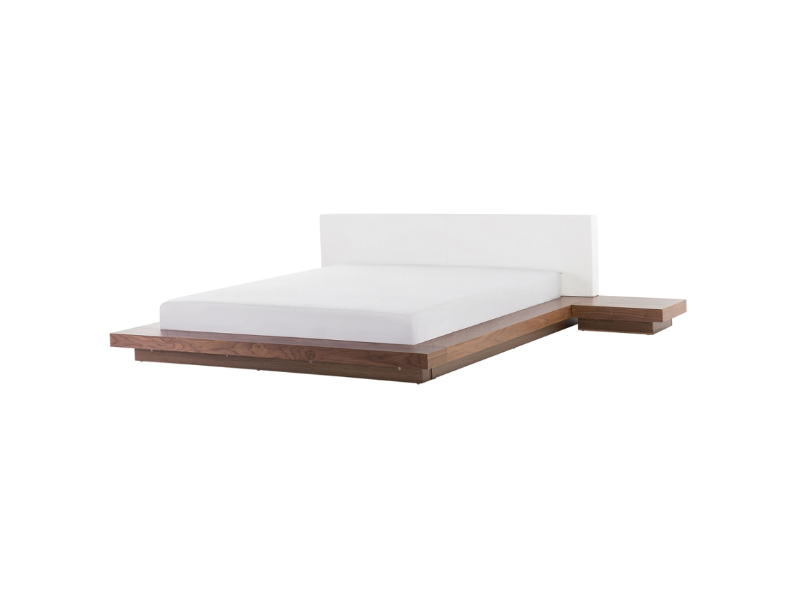 Cama de casal BELIANI Zen de MDF Castanho claro 328x229x86