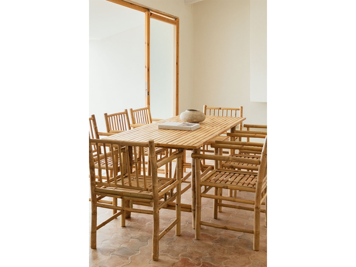 Mesa de Jantar Retangular de Bambu Senia Bambú 200 X 80 Cm SKLUM