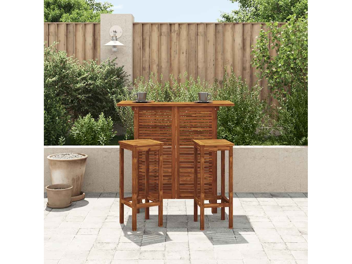 Mesa De Bar 110x50x105 Cm Madeira De Acácia Maciça Com Prateleiras