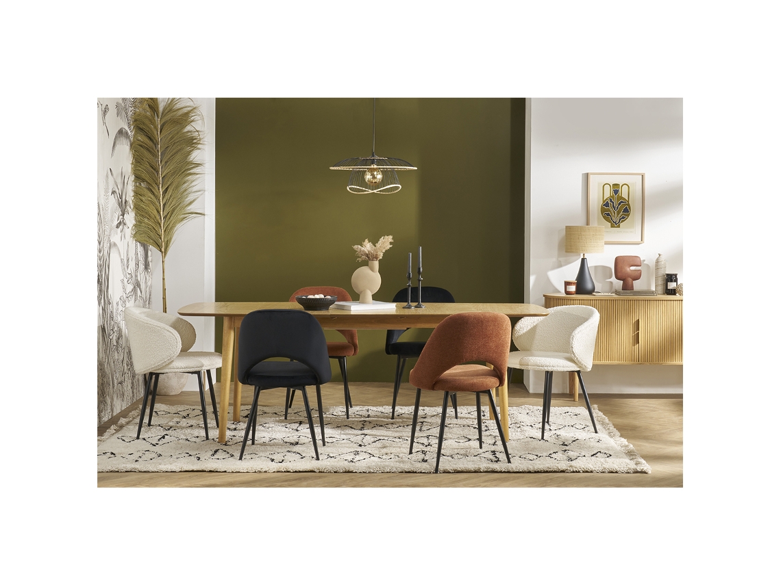 Mesa de jantar extensível retangular em madeira de carvalho claro 180-220 cm EGO MILIBOO