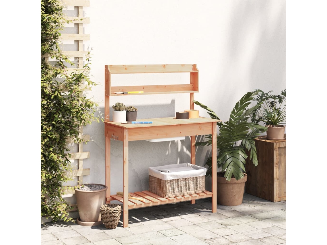 Mesa De Cultivo Com Pia 147,5x44x139,5 Cm Abeto Maciço Castanho