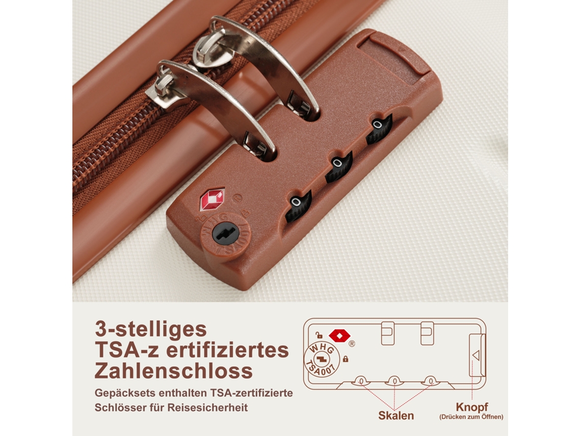 Conjunto De Malas M L Xl, Abs, Com Rodas Spinner E Fecho, Ivory E Marrom Haochrymec (73.6x50.6x28.5 Cm)