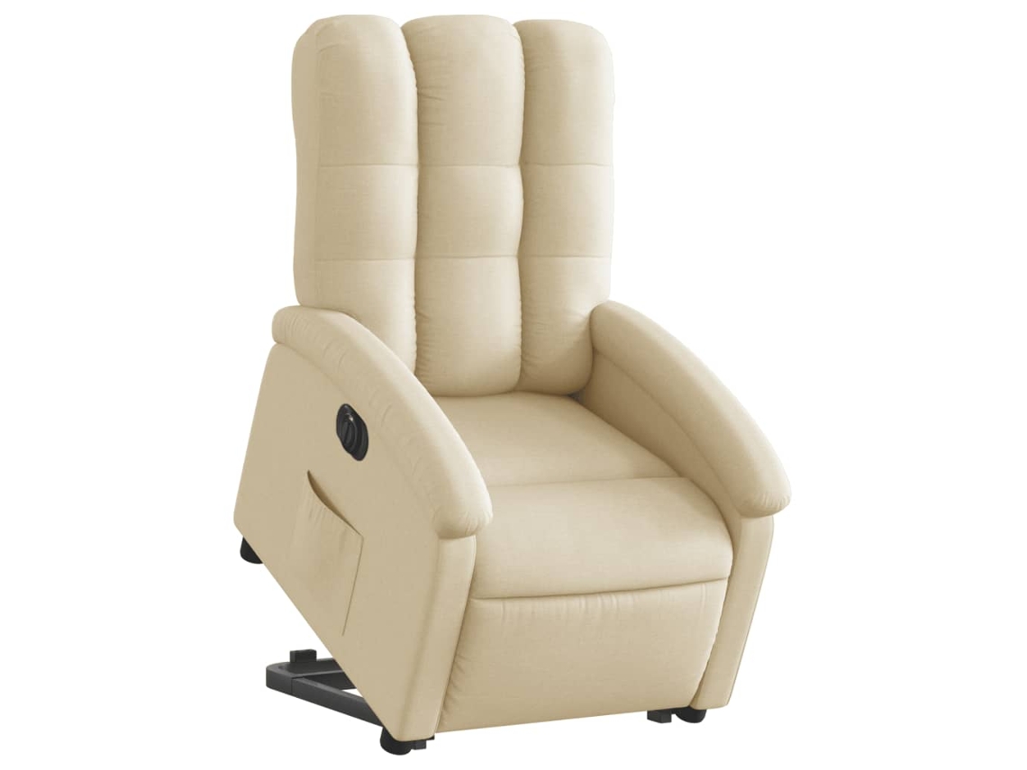 Poltrona reclinável elevatória elétrica tecido cor creme