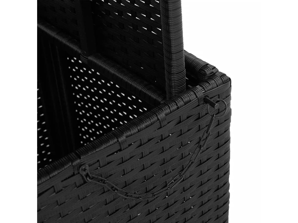 Mesa de Jardim 90X55X71 Cm Vime Pe e Madeira de Acácia Preto PANGSHIYUAN