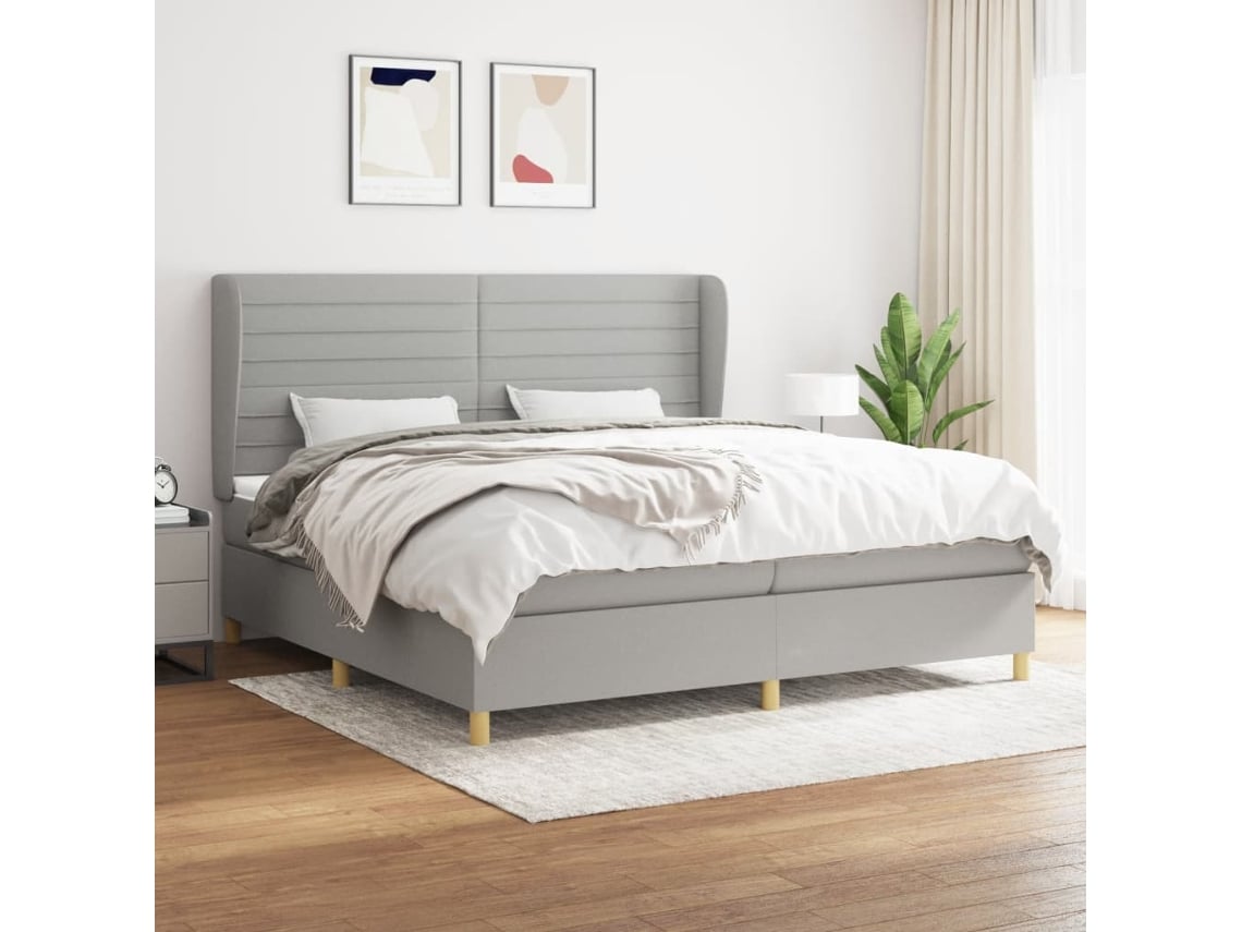 Cama box spring VIDAXL Cinzeto Tecido (200x200 cm)