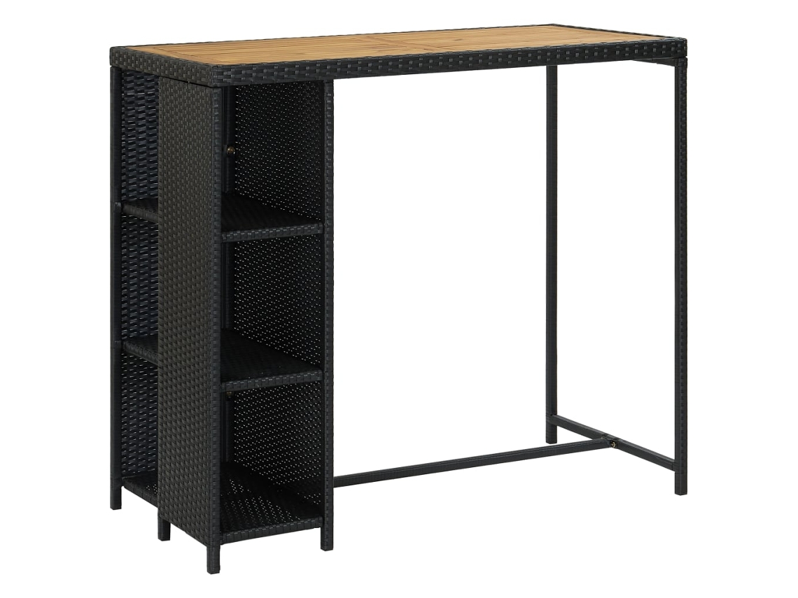 Conjunto de Bar de Jardim de 5 Peças com Almofadas de Vime Sintético Preto