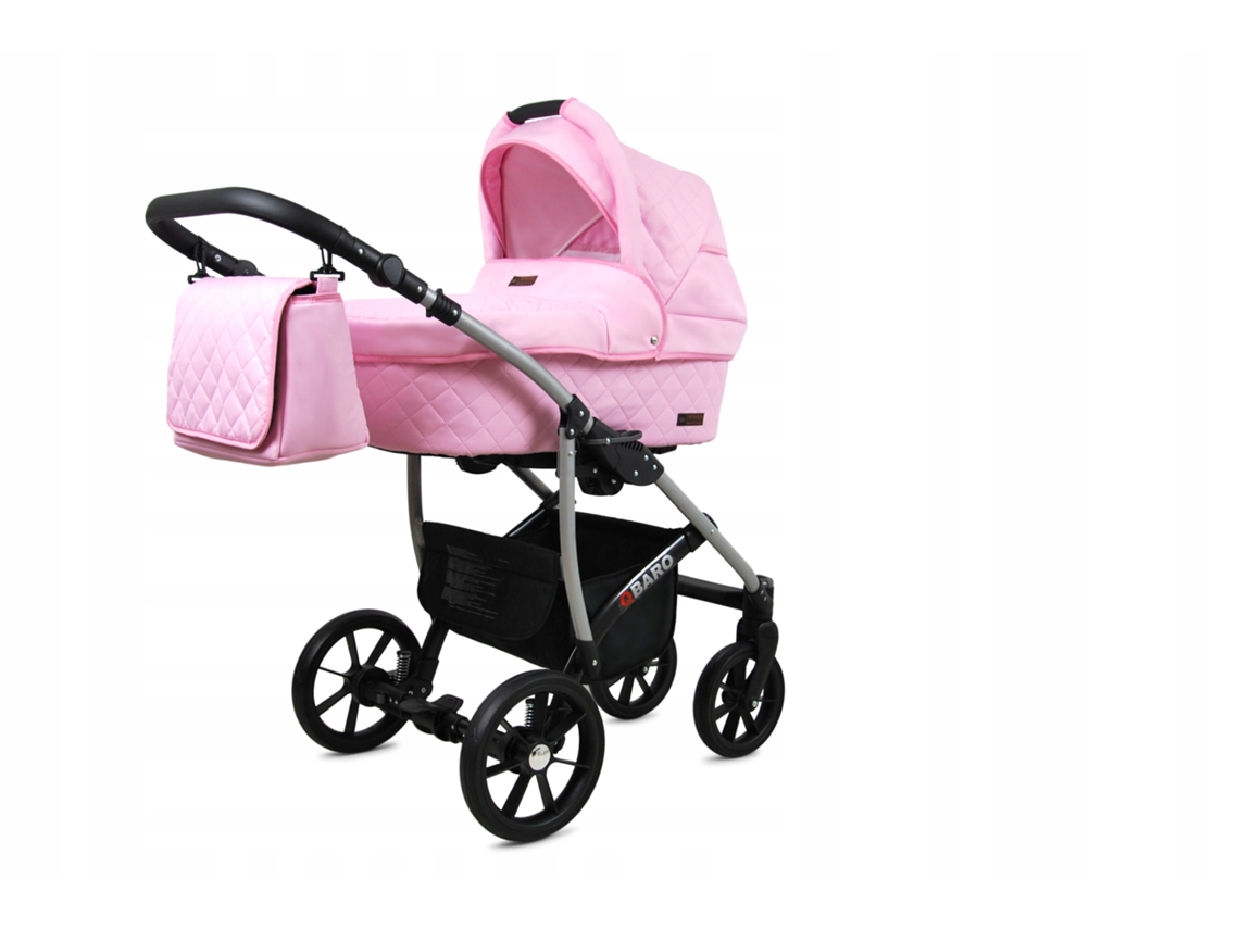 Carrinho de Bebé Multifuncional BABYLUX QBARO 4 Em 1 -Sweet pink - Ajustável e dobrável Construção leve em alumínio - Acessórios