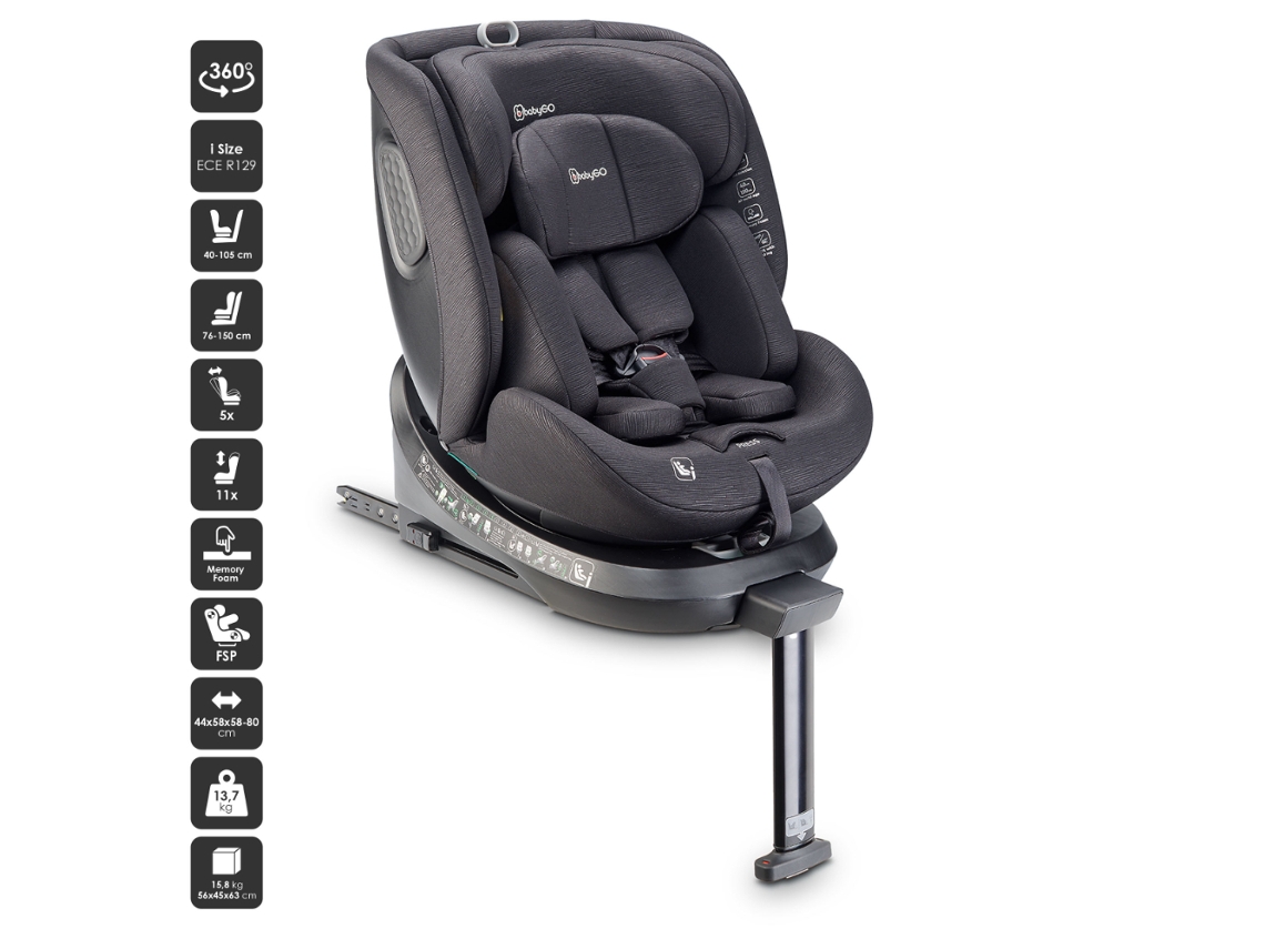Cadeira Auto I Size 40 150 Cm Babygo Move 360 Black