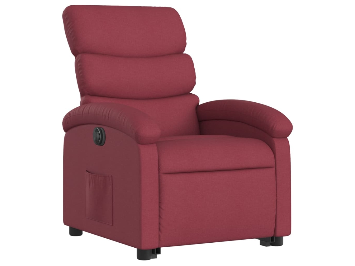Poltrona reclinável elevatória elétrica tecido vermelho-tinto