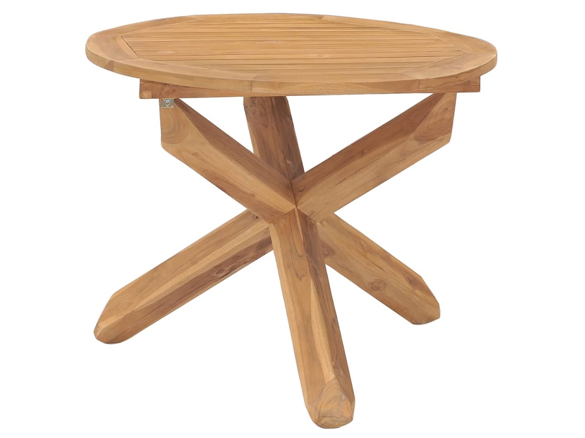 Mesa De Jantar Para Jardim Mesa Para Exterior Ø90x75 Cm Madeira De Teca Maciça Lovely Home