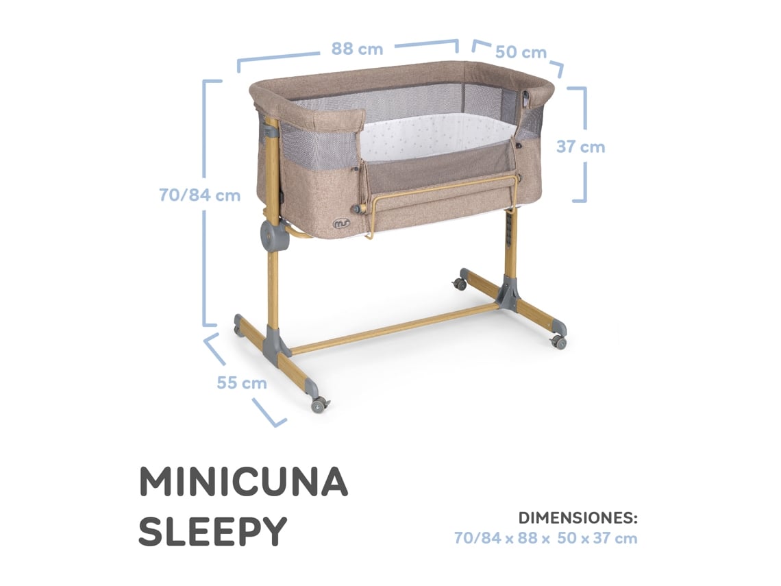 Mini Sleepy Co-Sleeping Crib Simulação de Madeira Berço Co-Leito Ajustável em Várias Alturas Reclinável Inclui Rede Mosquiteira Como Padrão MS