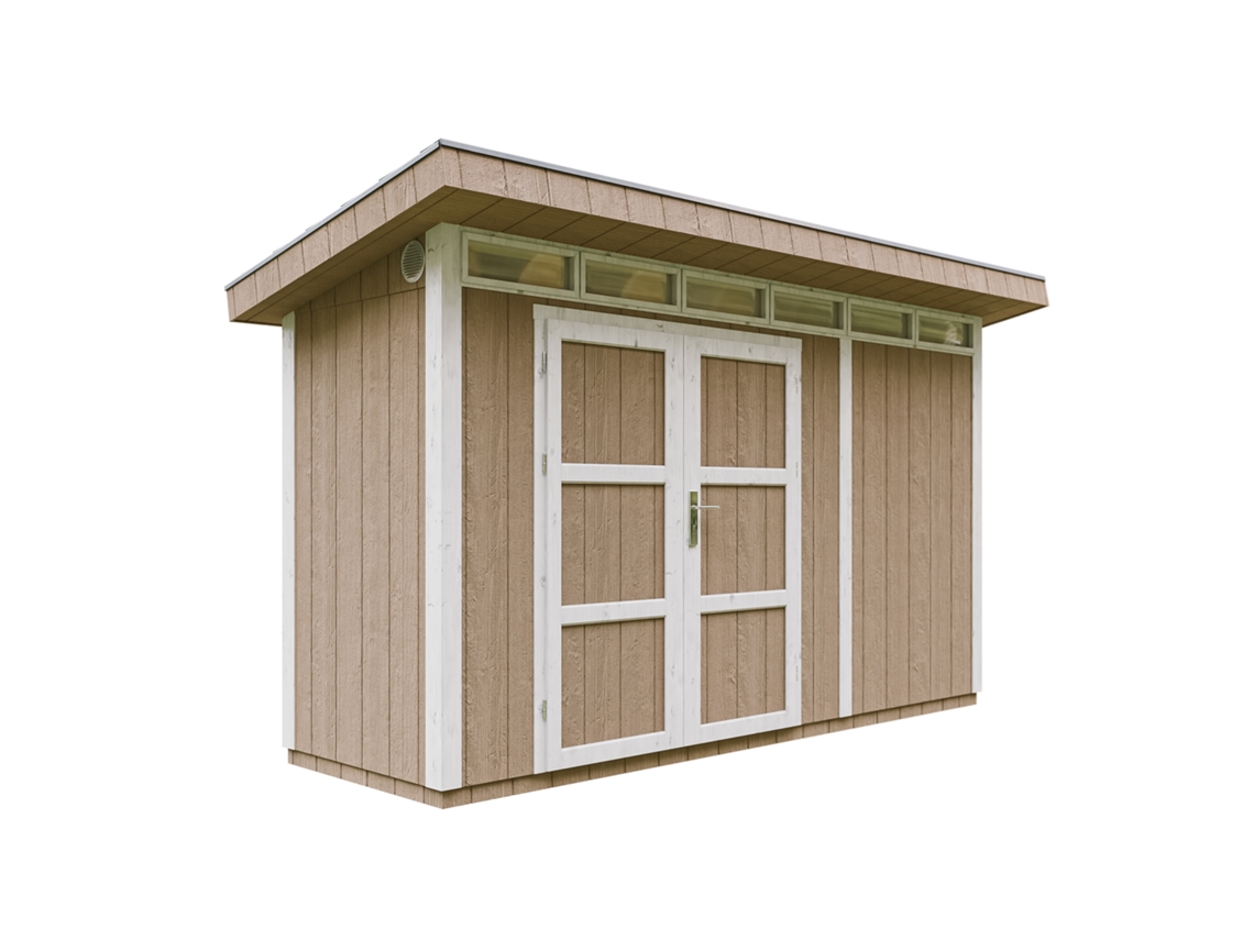 Abrigo de Madeira TIMBELA Painéis Derivados Lp Smartside 4,3 m² com Pavimento e Ladrilhos Betuminosos -L161xh412xh239 cm- M902A-Terra Brown