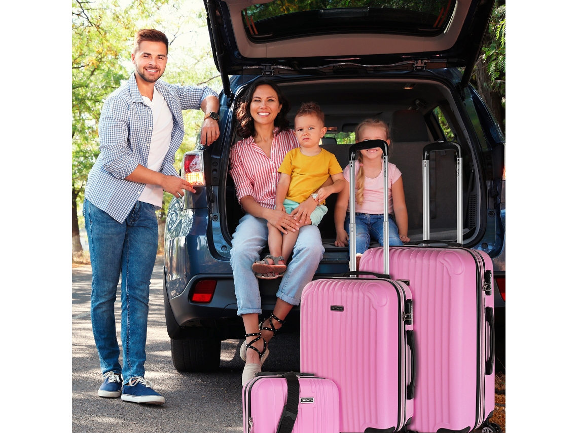 Conjunto de Malas Rígidas ITACA Sevron Rosa Abs 41X66X27 Cm 68L