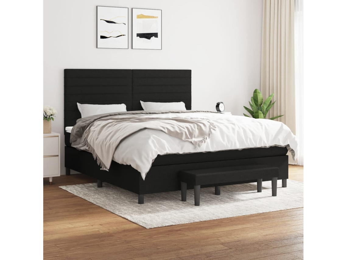 Cama box spring VIDAXL Preto Tecido (180x200 cm)