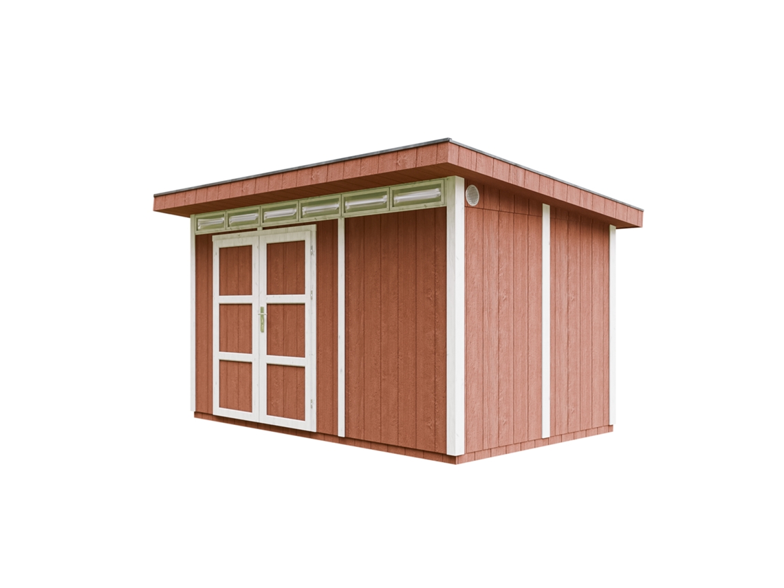 Abrigo de Madeira TIMBELA Painéis Derivados Lp Smartside 8,7 m² com Piso e Ladrilhos Betuminosos L279xh412xh237 cm M904A Redwood Red