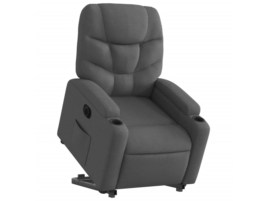 Poltrona reclinável elevatória elétrica tecido cinzento-escuro