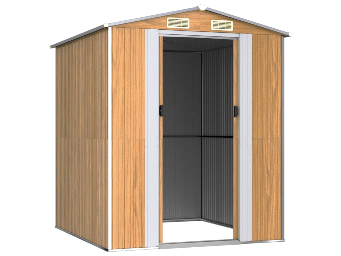 Abrigo De Jardim 192x191x223 Cm Aço Galvanizado Castanho LOVELY HOME